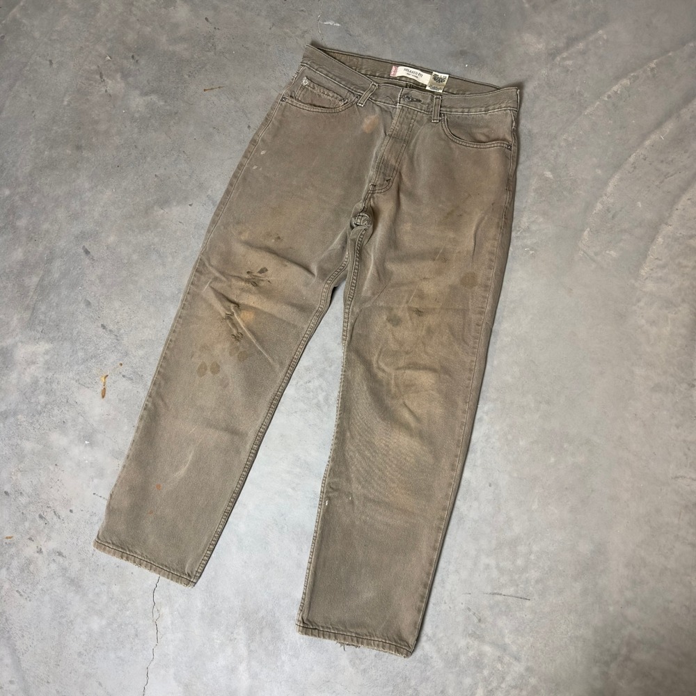 Vintage Y2K Levis 550 Relaxed Fit Jeans Mens‎ 34x30 Khaki Brown Baggy Workwear
